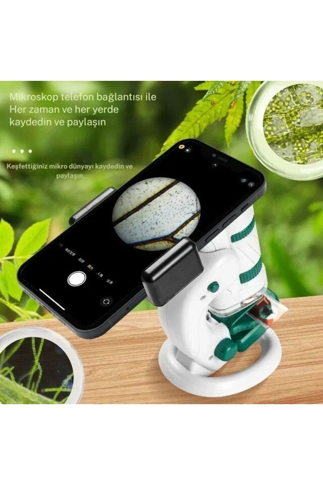 Dijital Mikroskop Seti 60-180x Büyütme El Mini Eğitici Çocuk Mikroskobu 21 Parça Eğitici Set