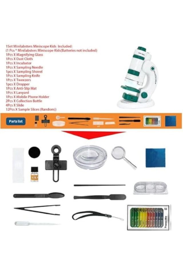 Dijital Mikroskop Seti 60-180x Büyütme El Mini Eğitici Çocuk Mikroskobu 21 Parça Eğitici Set