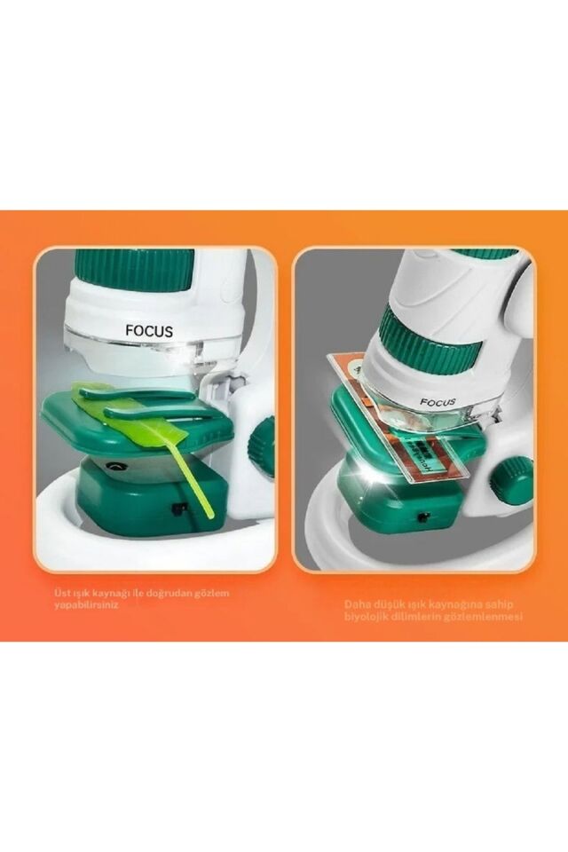 Dijital Mikroskop Seti 60-180x Büyütme El Mini Eğitici Çocuk Mikroskobu 21 Parça Eğitici Set