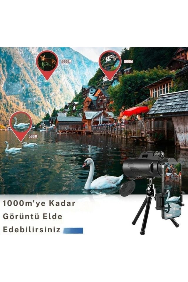 80x100 Taşınabilir Monoküler Dürbün Teleskop Uzun Menzilli Tek Göz Dürbün Avcılık Spor Kamp