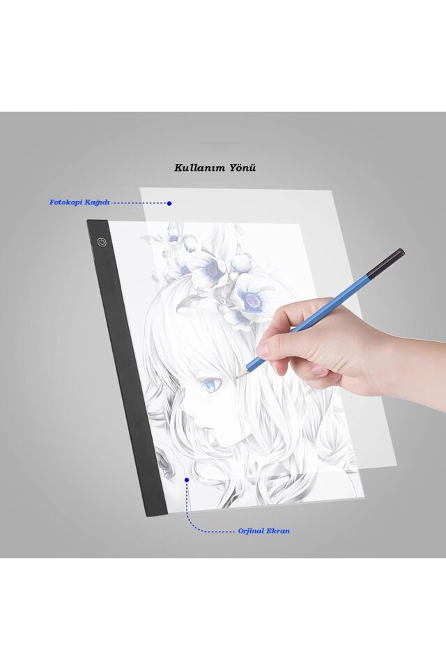 A3 Led Işıklı Çizim Tableti Led Çizim Kopyalama Tableti Eskiz Anime Portre Grafik Çizim 3Mod