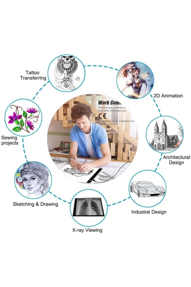 A3 Led Işıklı Çizim Tableti Led Çizim Kopyalama Tableti Eskiz Anime Portre Grafik Çizim 3Mod