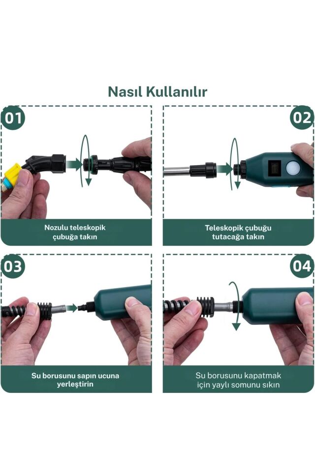 Yüksek Basınçlı Taşınabilir Elektrikli Bahçe Püskürtücü 3 Nozullu 2400mAh Bahçe Sulama Aracı