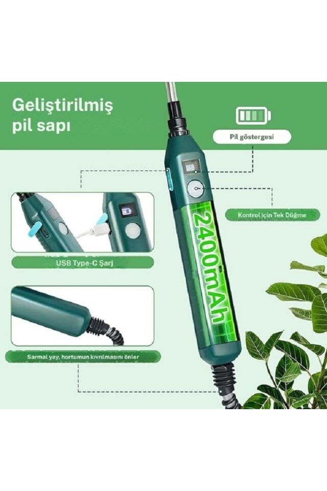 Yüksek Basınçlı Taşınabilir Elektrikli Bahçe Püskürtücü 3 Nozullu 2400mAh Bahçe Sulama Aracı