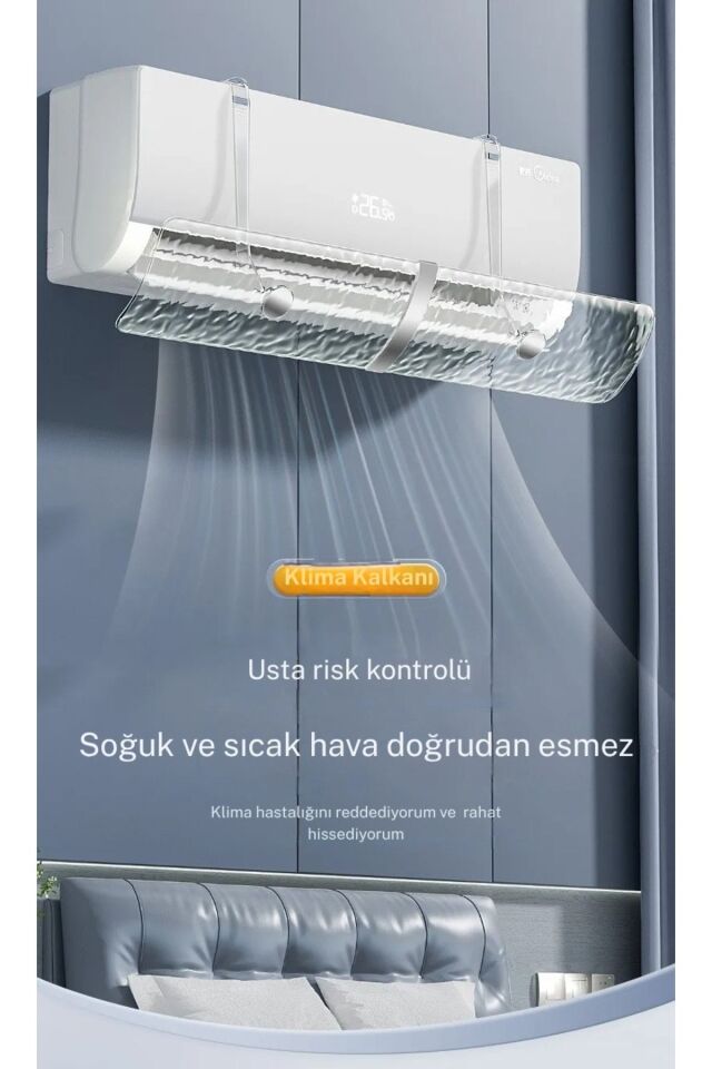 Klima Hava Deflektörü Yönlendirici Şeffaf Ayarlanabilir Klima Siperliği Çarpma Önleyici