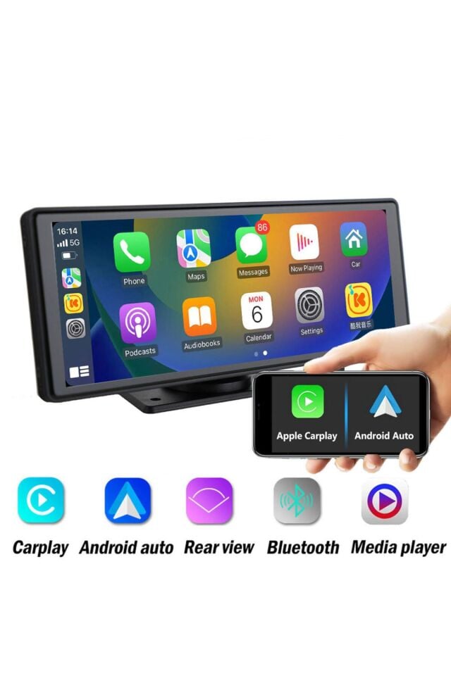 Kablosuz Tak Çalıştır 9.3İnç Apple Carplay Ve Android Auto Oto Multimedya Type-c Girişli
