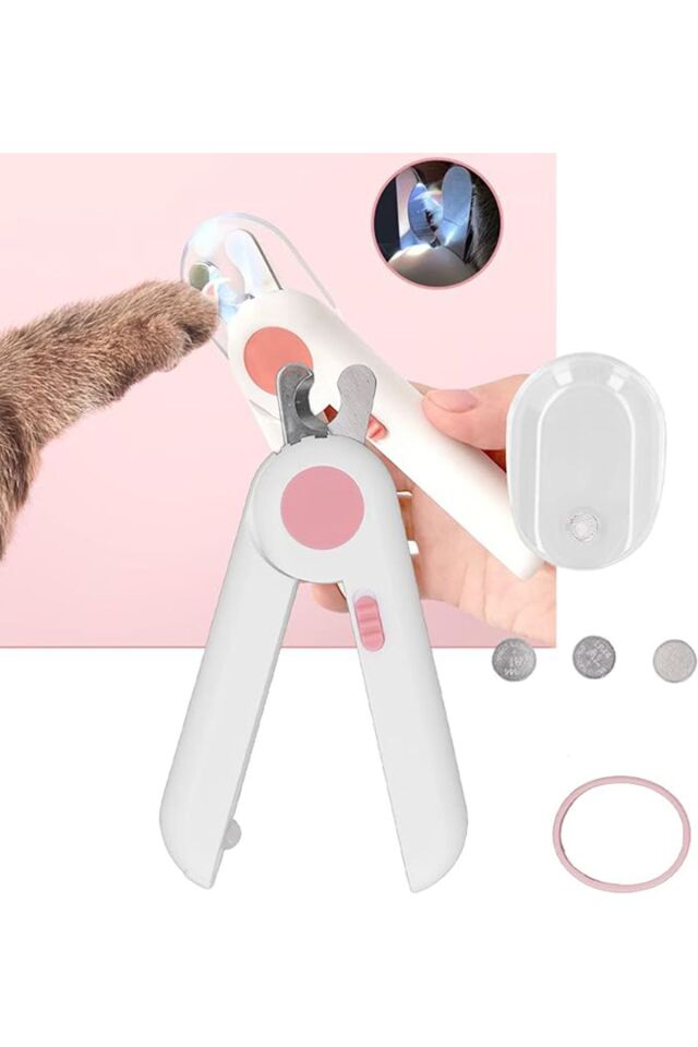 Led Işıklı Kedi Köpek Tırnak Makası Işıklı-Törpülü -Korumalı Evcil Hayvan Tırnak Makası