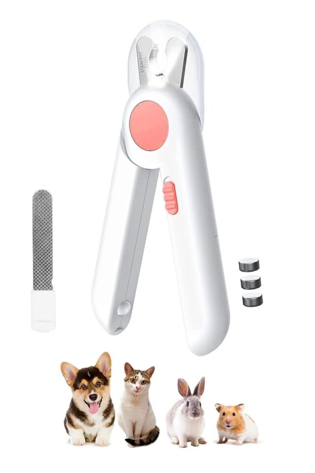 Led Işıklı Kedi Köpek Tırnak Makası Işıklı-Törpülü -Korumalı Evcil Hayvan Tırnak Makası