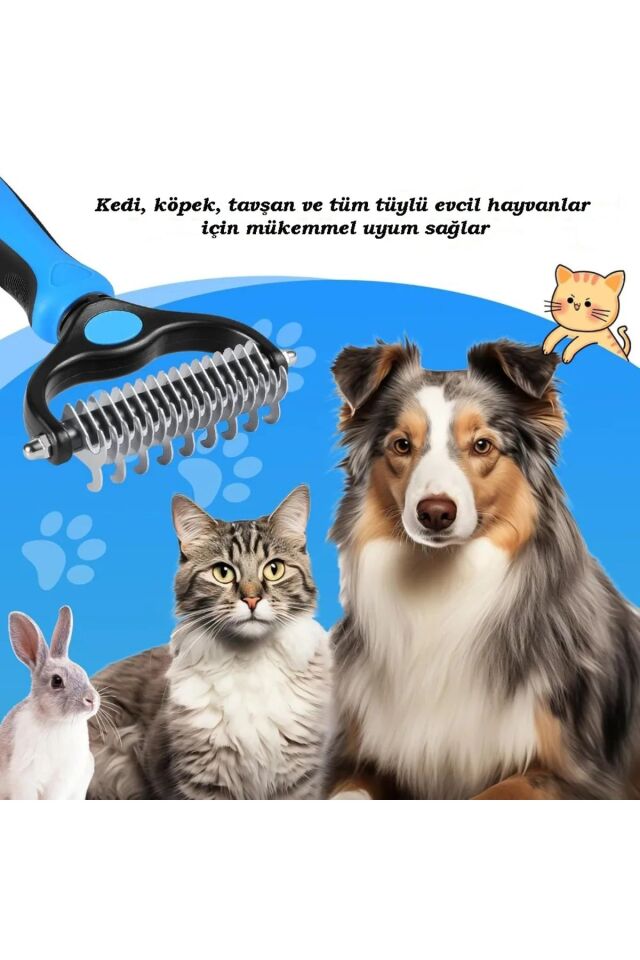 Evcil Hayvan Bakım Fırçası Kıtık Tüy Topak Açıcı Tarak Metal Dişli Kedi Köpek Tarağı