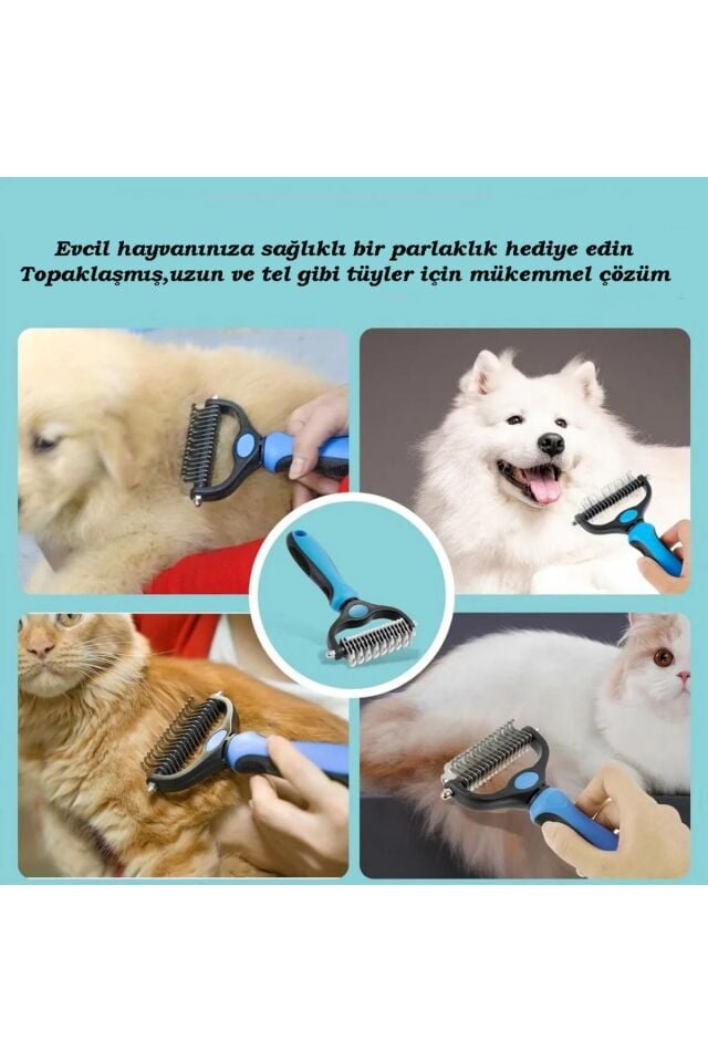 Evcil Hayvan Bakım Fırçası Kıtık Tüy Topak Açıcı Tarak Metal Dişli Kedi Köpek Tarağı