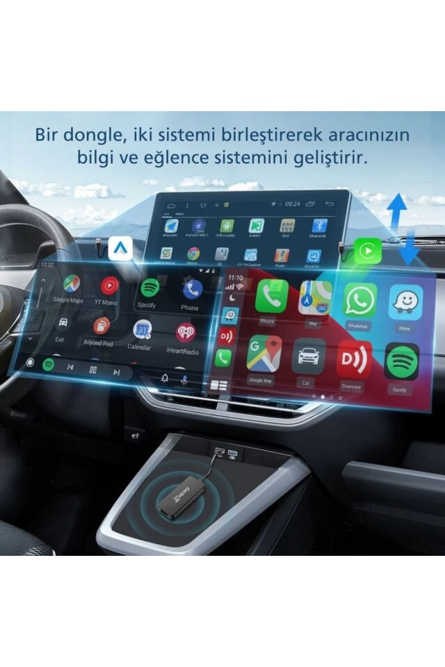 CarlinKit CarPlay&Android Auto Adaptörü -Android Kablosuz Akıllı Carplay Dönüştürücü