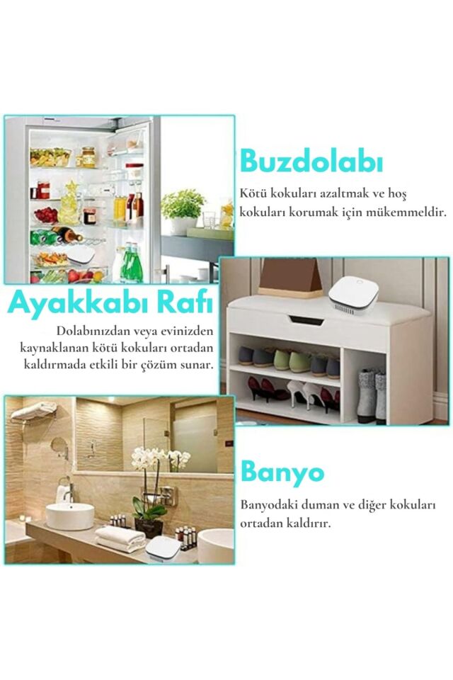 Taşınabilir Buzdolabı Koku Giderici Hava Sterilizatörü Ofis Araç Negatif İyon Hava Temizleme