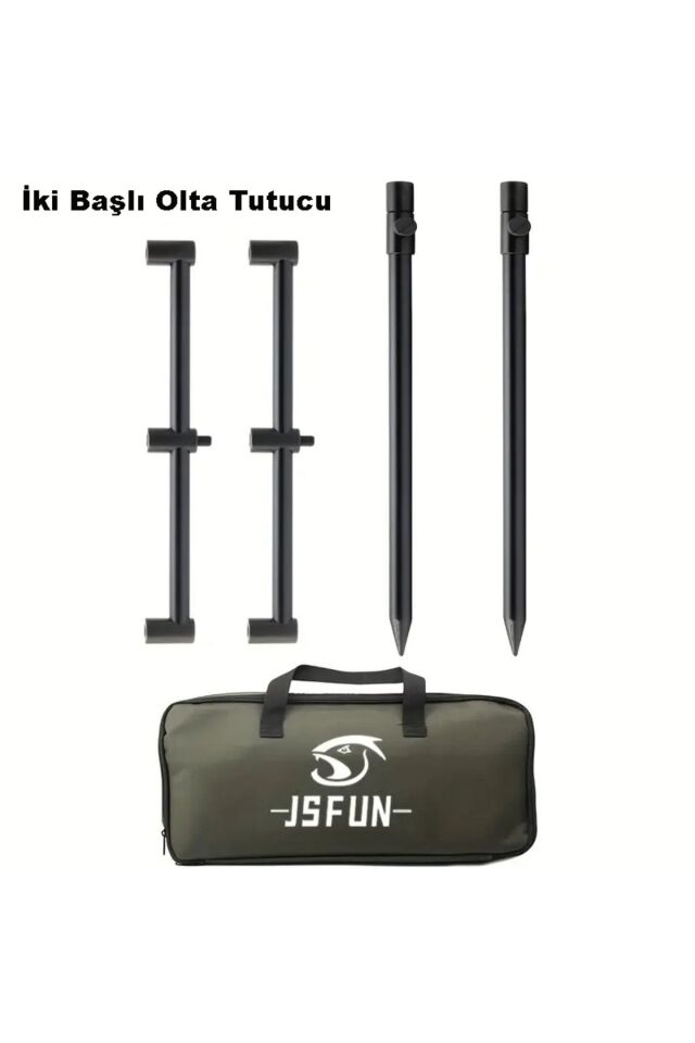 Sazan Balıkçılık Çantalı Buzz Sticks Buzzbar Bankstick Olta Çubuğu Tutacağı 2 Rods Kit Ayak