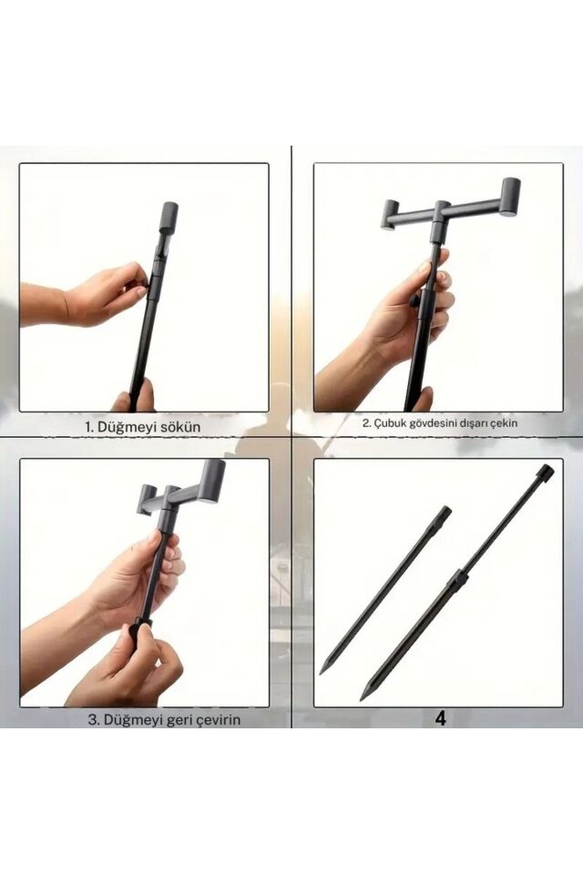 Sazan Balıkçılık Çantalı Buzz Sticks Buzzbar Bankstick Olta Çubuğu Tutacağı 2 Rods Kit Ayak