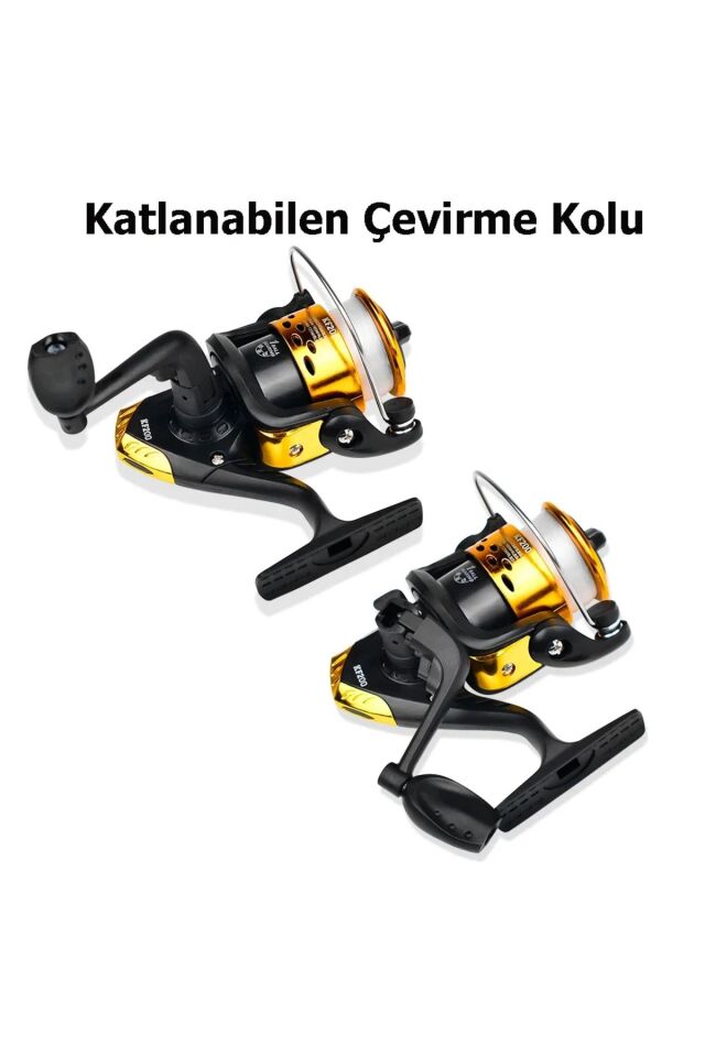 Olta Makarası AK200 5BB Olta Makinası Misinalı 5 Diş Sağa Sola Değiştirilebilen Çevirme Kolu