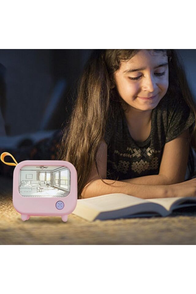 TV Boyama Led Gece Lambası Sevimli Ev Dekorasyon  Aydınlatma Mini Doğum Günü Hediyesi 2 Mod