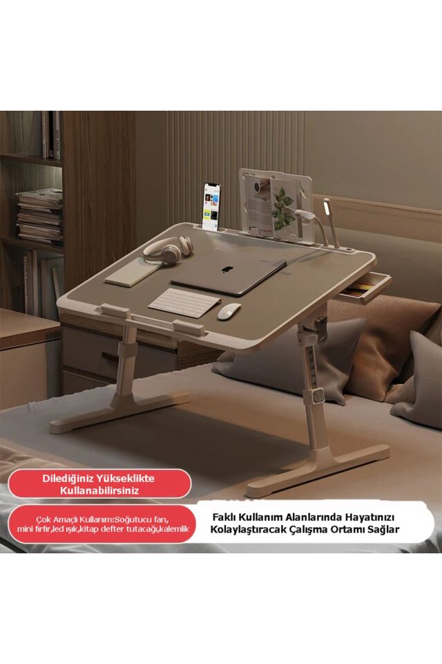 Çok Amaçlı Yükseklik Ayarlı Fanlı Laptop Standı Katlanabilir Soğutuculu Notebook Sehpası