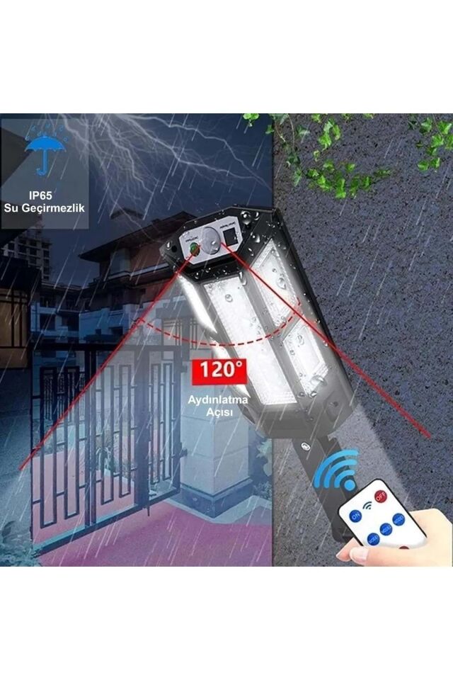 LED  Solar 3 Modlu Şarjlı Kumandalı Aydınlatma Sensörlü Güneş Enerjili