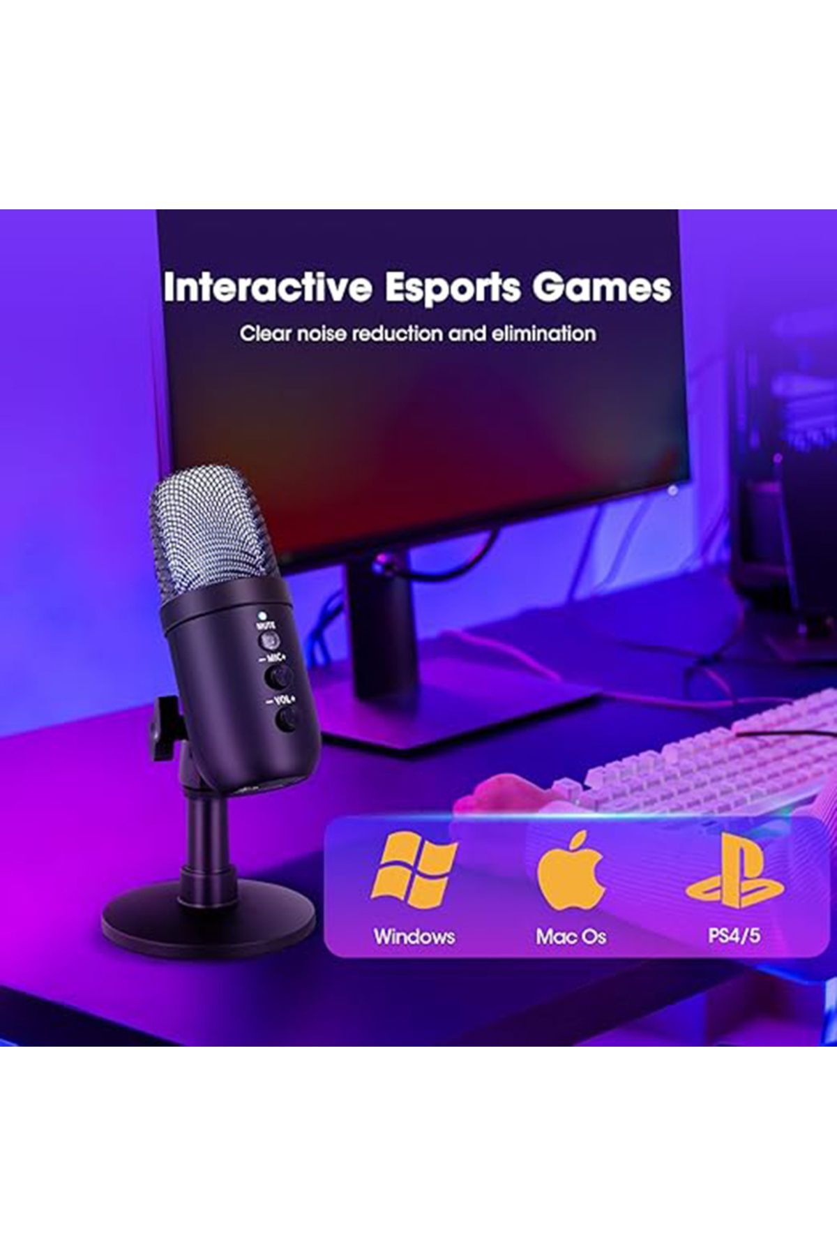 Oyuncu Profosyonel Yayıncı Mikrofonu RGB