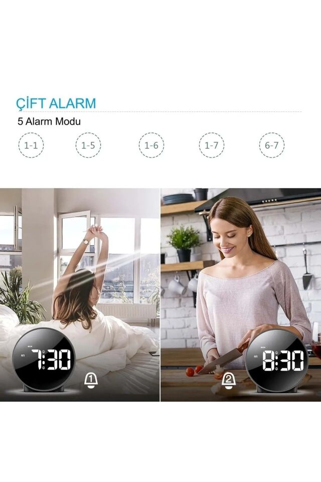 Dijital LED Masa Saati Saat Erteleme Modern Saat Çalar Ev Ofis Hediye
