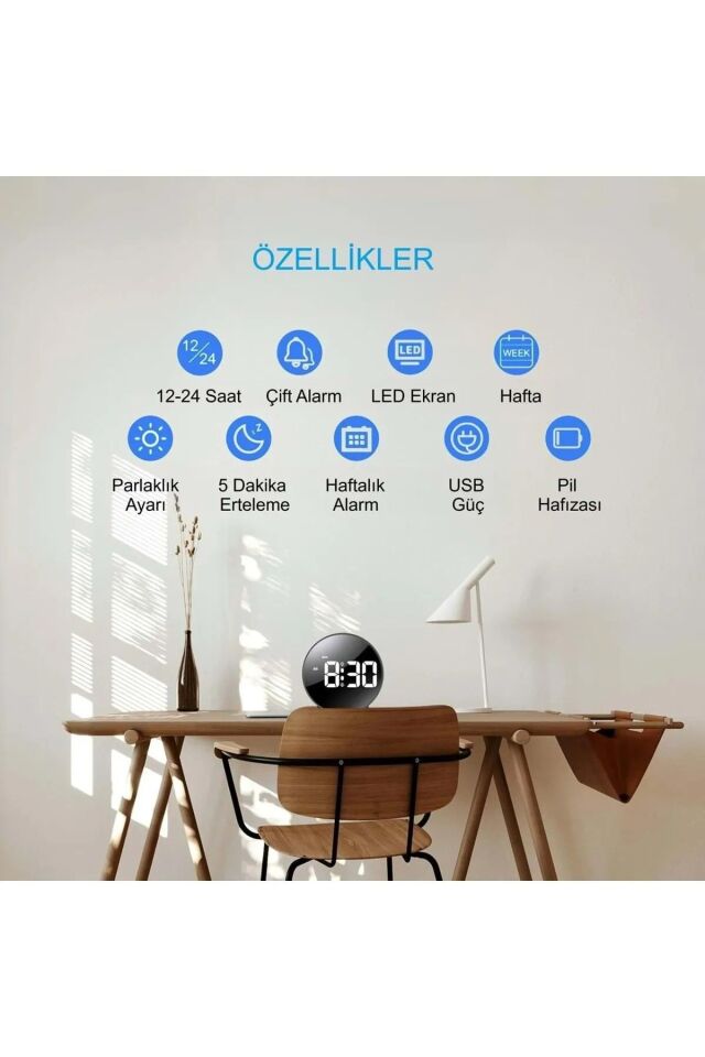 Dijital LED Masa Saati Saat Erteleme Modern Saat Çalar Ev Ofis Hediye
