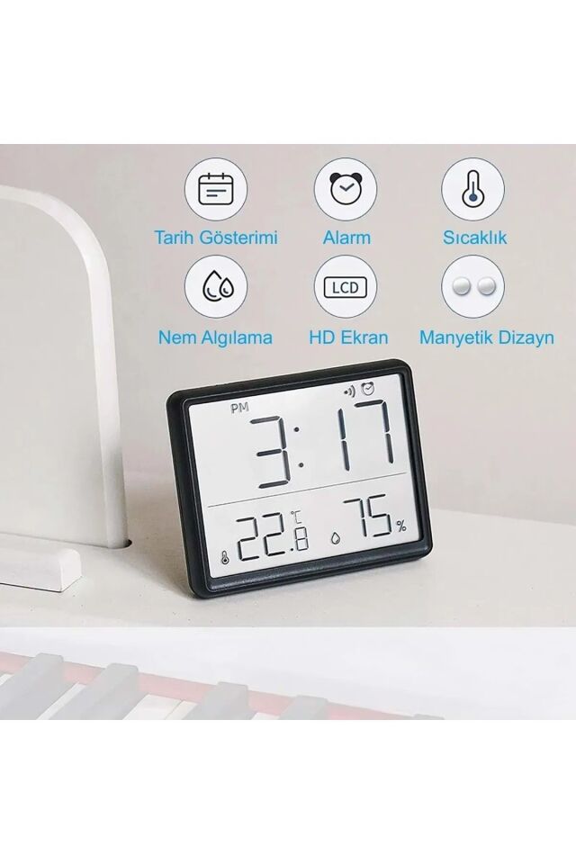 Dekoratif Çok Fonksiyonlu Dijital Ekran Mini Saat 9x7 cm Ultra İnce