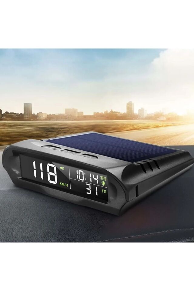GPS Güneş Enerjili Hız Ölçer Hız Göstergesi Kablosuz KM/Hız Zaman Sıcaklık