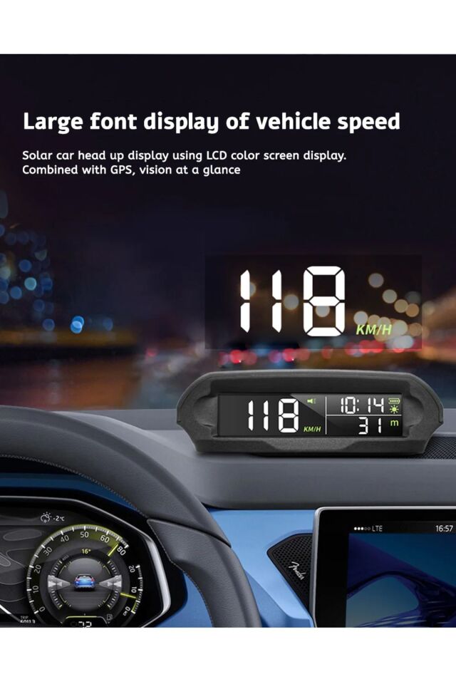 GPS Güneş Enerjili Hız Ölçer Hız Göstergesi Kablosuz KM/Hız Zaman Sıcaklık