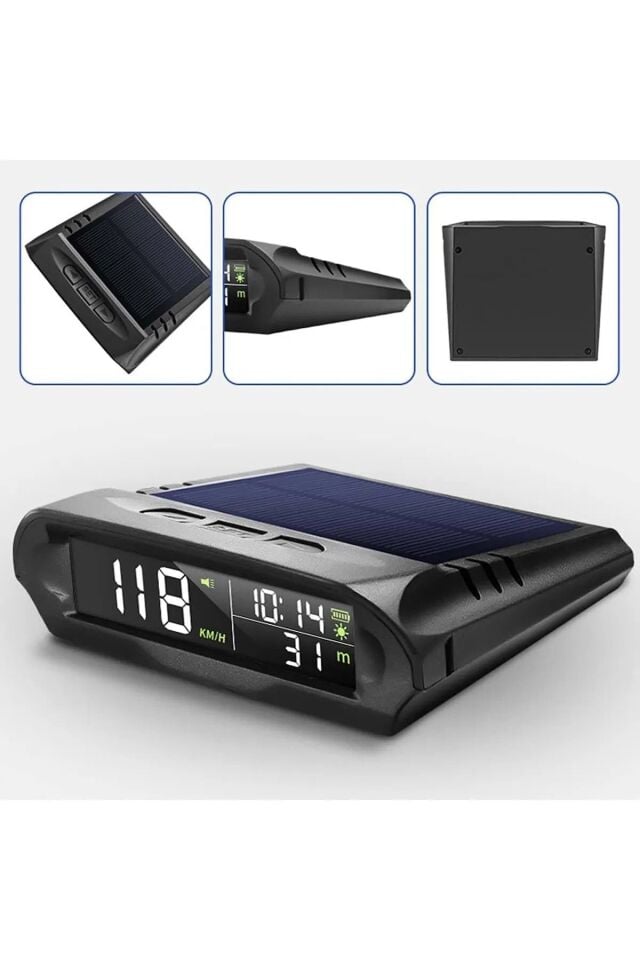 GPS Güneş Enerjili Hız Ölçer Hız Göstergesi Kablosuz KM/Hız Zaman Sıcaklık