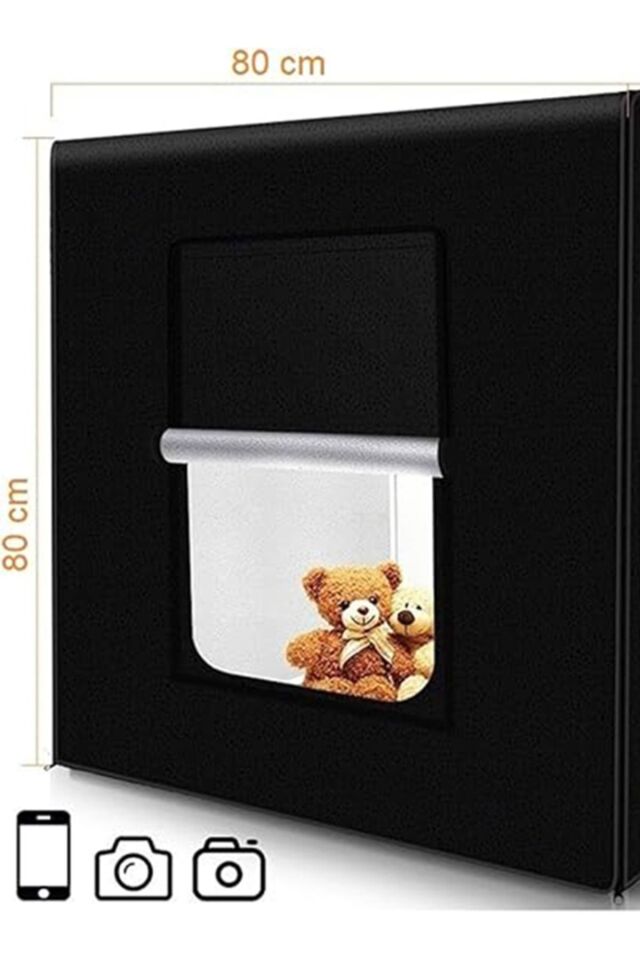 Profesyonel Ürün Fotoğraf Stüdyosu Pratik Çadır Kiti Led Işıklı Taşıma Çantalı 80x80