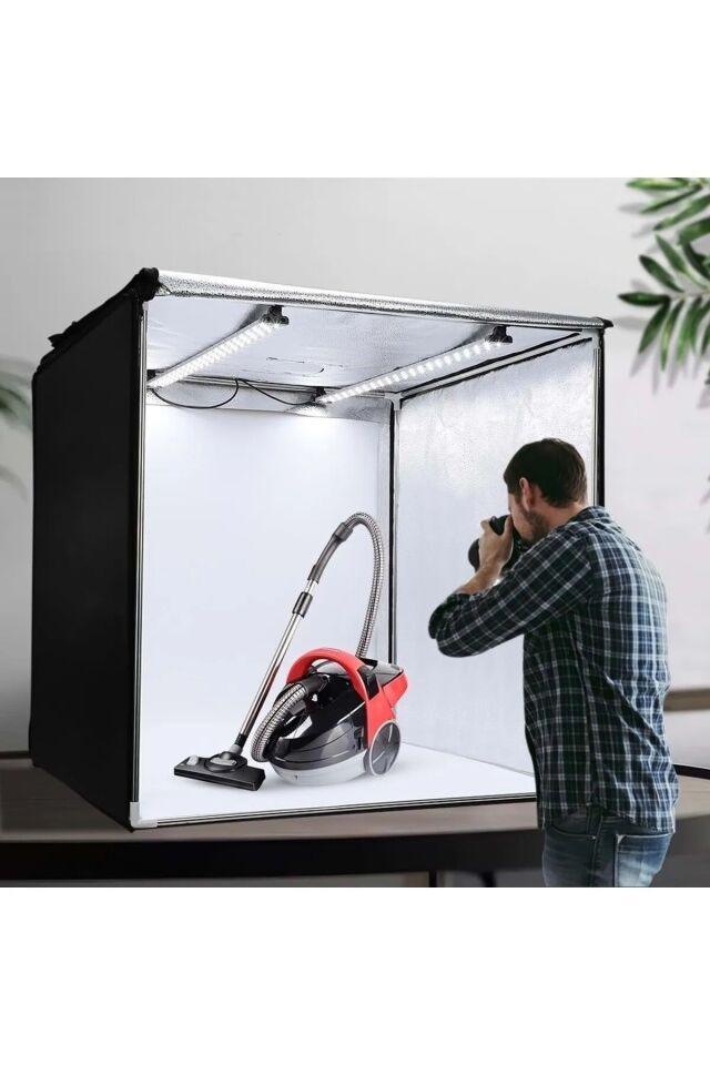 Profesyonel Ürün Fotoğraf Stüdyosu Pratik Çadır Kiti Led Işıklı Taşıma Çantalı 80x80