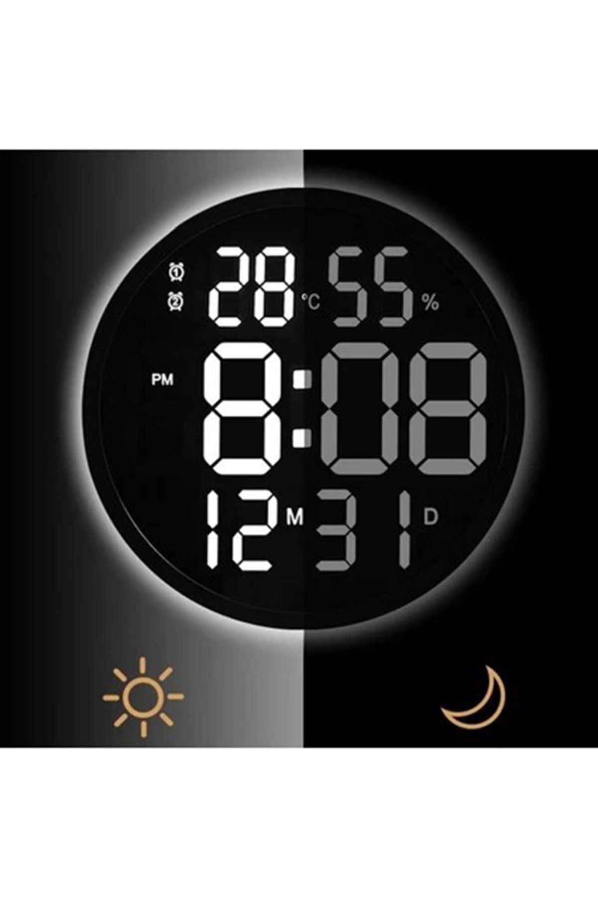 12INÇ Ev Ofis Elektronik Modern Duvar Masa Saati Dijital Uzaktan Kumanda