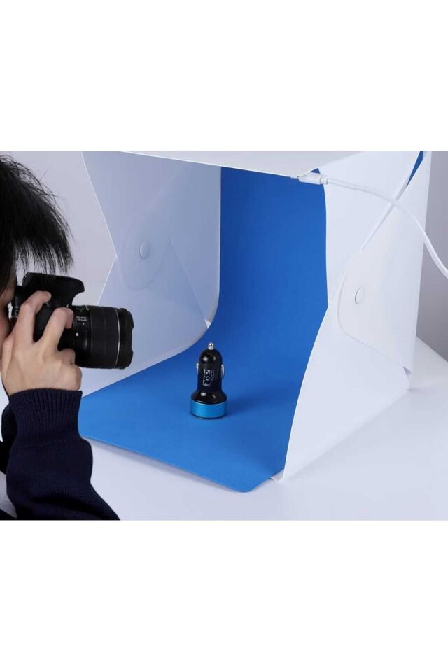 Pratik Katlanabilir Fotoğraf Stüdyosu  Çekim Çadırı Led Işıklı Taşıma Çantalı 40x40
