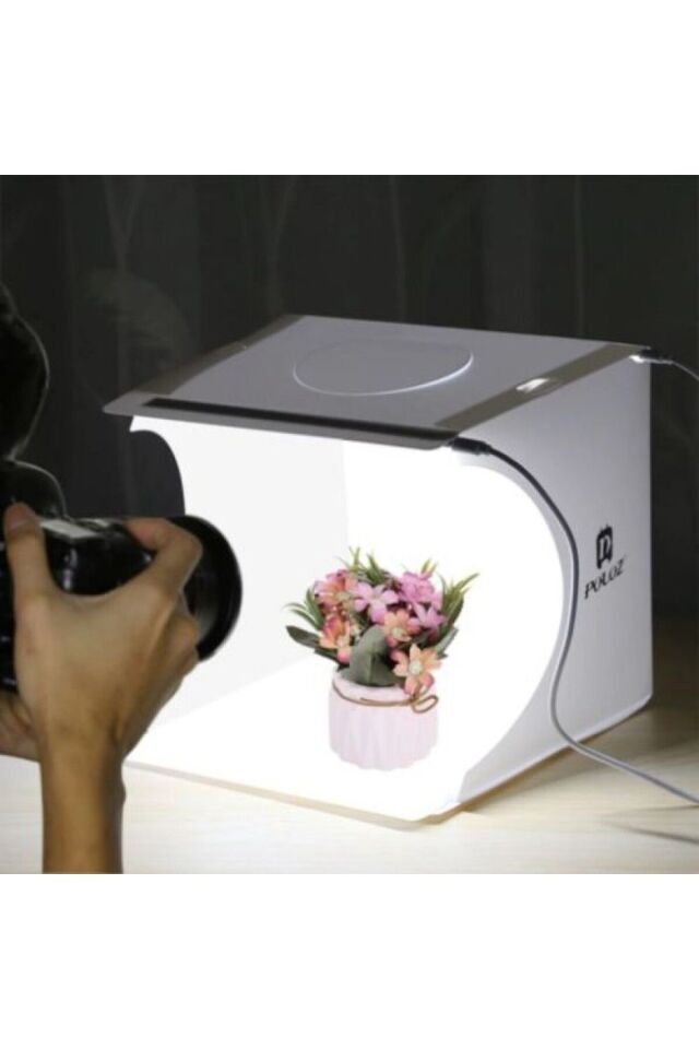 Pratik Katlanabilir Fotoğraf Stüdyosu  Çekim Çadırı Led Işıklı Taşıma Çantalı 40x40