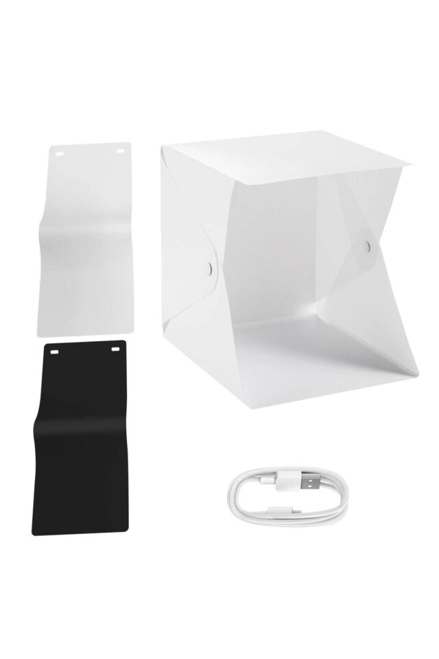Pratik Katlanabilir Fotoğraf Stüdyosu  Çekim Çadırı Led Işıklı Taşıma Çantalı 40x40