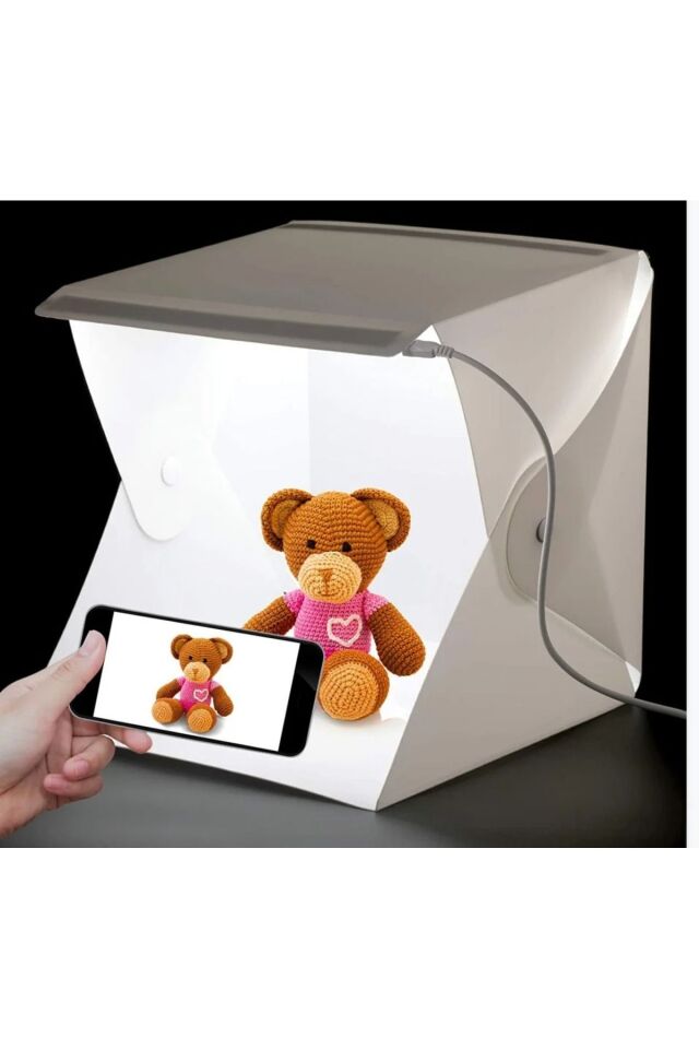 Pratik Katlanabilir Fotoğraf Stüdyosu  Çekim Çadırı Led Işıklı Taşıma Çantalı 40x40