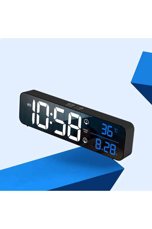 Hd LED Ekranlı Aynalı Elektronik Saat Dekoratif Dijital Masa Saati Yatak Odası Ev Ofis Gift