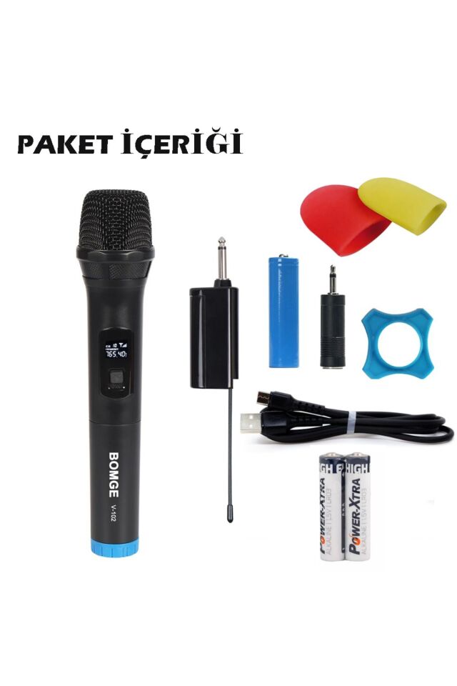 Kablosuz Mikrofon Düğün Alıcı Karaoke Cami Okul Otobüs Sunum Profesyonel El Mikrofonu V-102