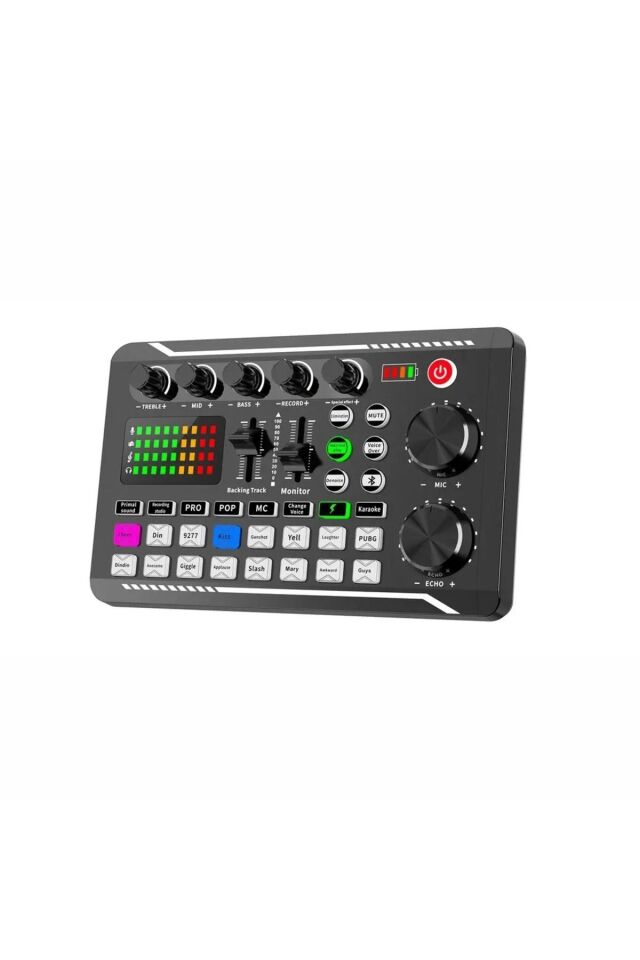 Stüdyo Kayıt Canlı Yayın Ses Mikseri Bluetooth Şarjlı Ses Kartı Dj Mikrofon Bağlantılı