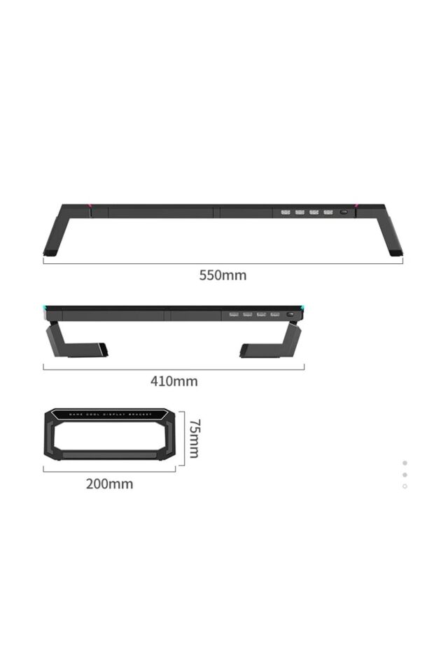 4 USB Hub RGB Işıklı Monitör Standı Katlanabilir Laptop Altlığı Yükseklik Ayarlı Stant