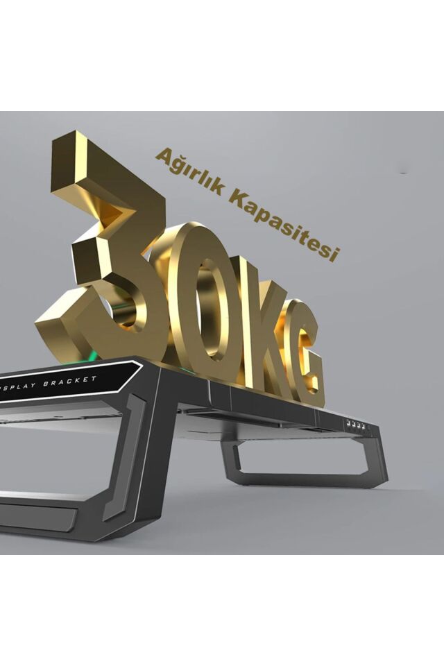 4 USB Hub RGB Işıklı Monitör Standı Katlanabilir Laptop Altlığı Yükseklik Ayarlı Stant