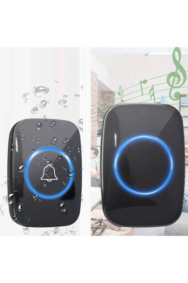 2Buton 1Alıcı Kapı Zili Led Işıklı Uzaktan Kumandalı Kablosuz Uzun Mesafe Yüksek Sesli