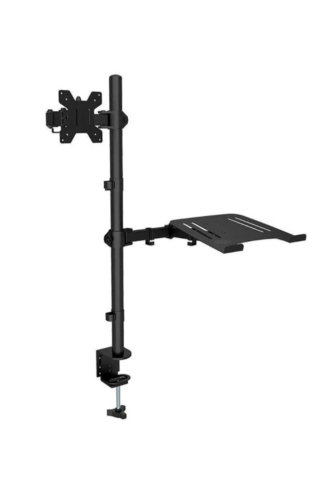 Ergonomik Çift Kol Monitör Laptop Tutucu 360° Dönen 10-32 Mönitör Tutucu 12-17 Laptop Standı