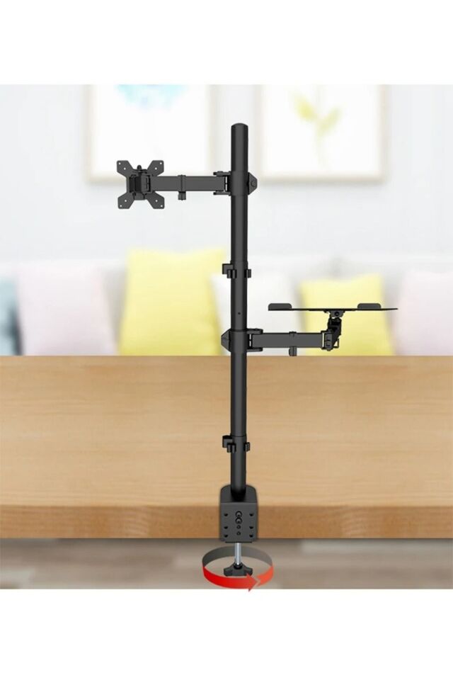 Ergonomik Çift Kol Monitör Laptop Tutucu 360° Dönen 10-32 Mönitör Tutucu 12-17 Laptop Standı
