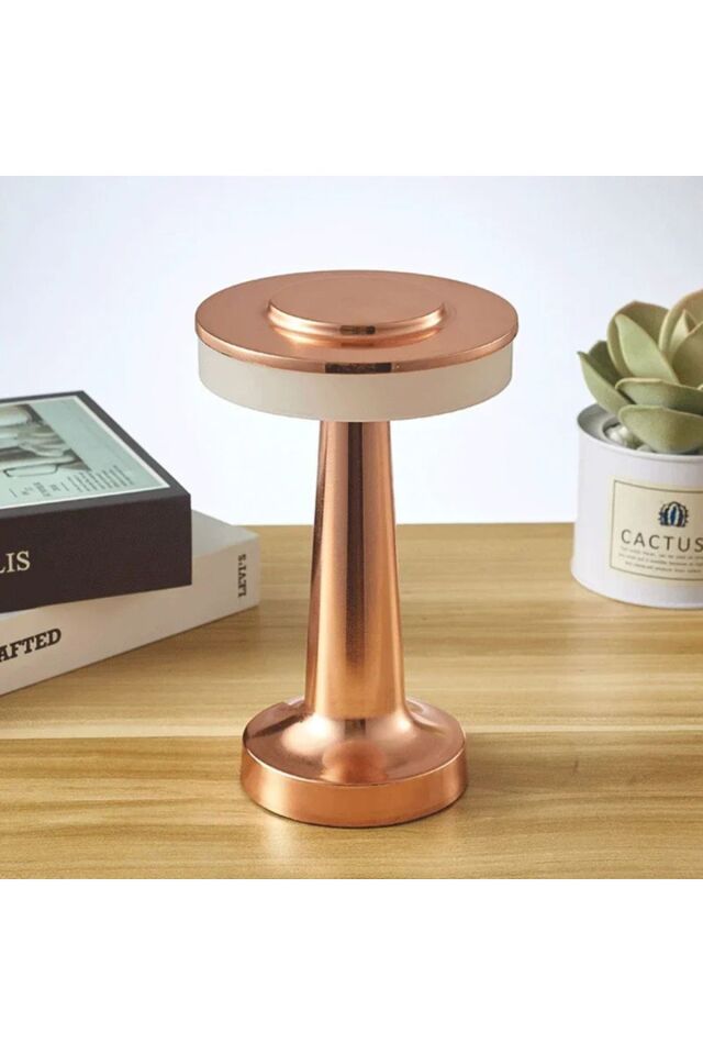 Oslo Modern Abajur Masa Lambası Şarjlı Dokunmatik 3 Renk Modlu Gold Dim Led