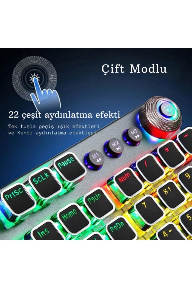 Aula F2088 Mekanik Klavye Makro Tuşlu Rgb Oyun Klavyesi Mavi Switch Gökkuşağı Aydınlatmalı