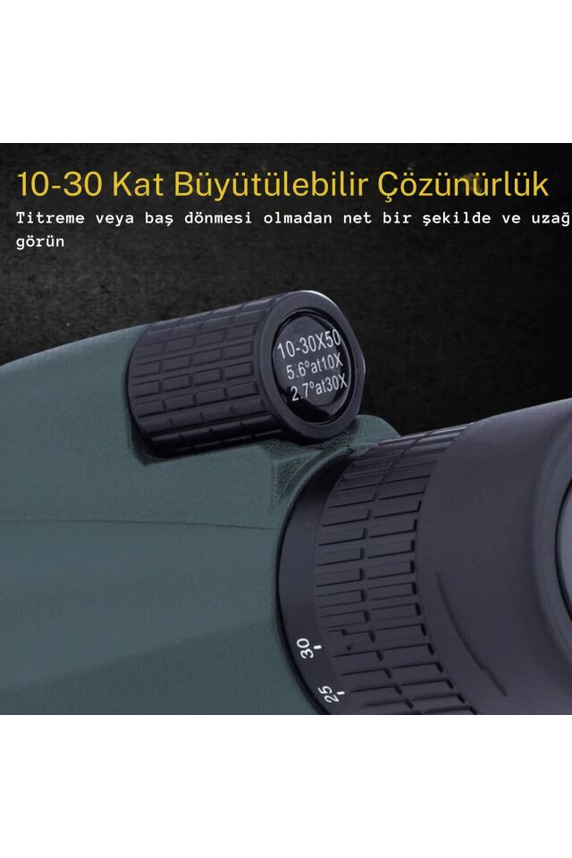 HD Teleskop Monoküler El Dürbünü 10-30x50 Zoom Tripot Telefon Tutuculu Avcılık Kamp Tek Göz