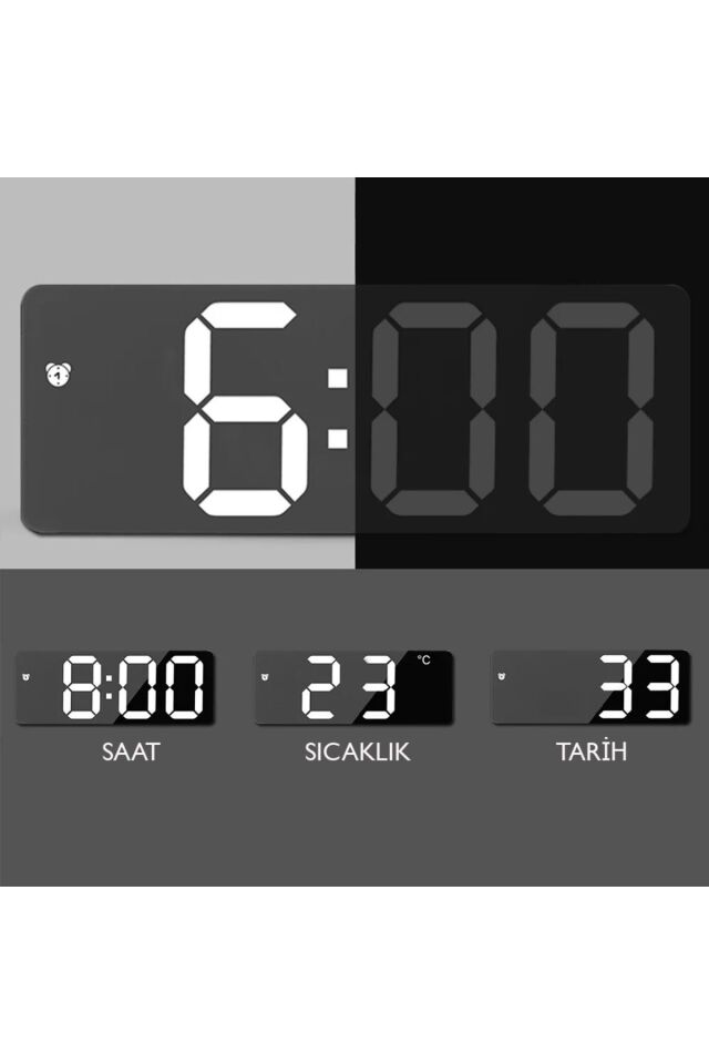 Masa Saati Derece Alarm Takvim Pil(Dahil Değildir)+Şarjlı Led Işıklı Dijital