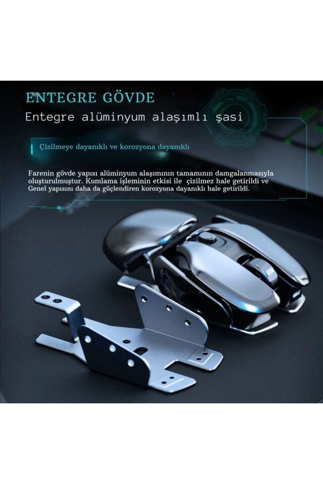Mekanik Metal Kablosuz Mouse Böcek Tasarım 1600DPİ Ergonomik Tüm Yüzeyler İçin SessizTıklama