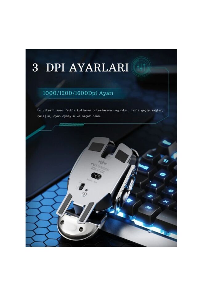 Mekanik Metal Kablosuz Mouse Böcek Tasarım 1600DPİ Ergonomik Tüm Yüzeyler İçin SessizTıklama